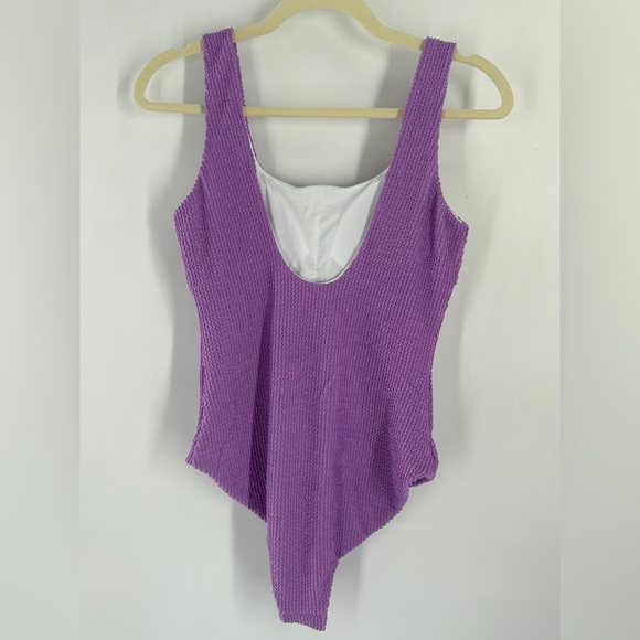 ANRABESS Womens  Swimsuit Purple Summer Sq Neck -Full Coverage Textured-Medium - Picture 6 of 9